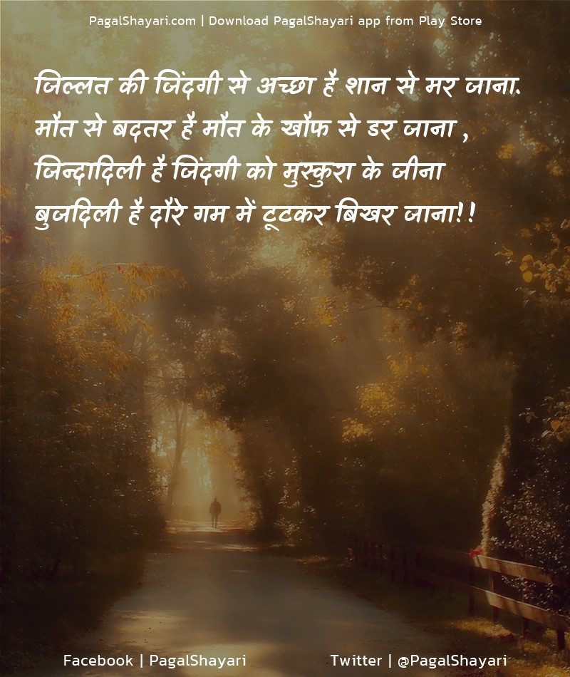 Hindi Shayari, Zillat ki zindagi se achha hai
