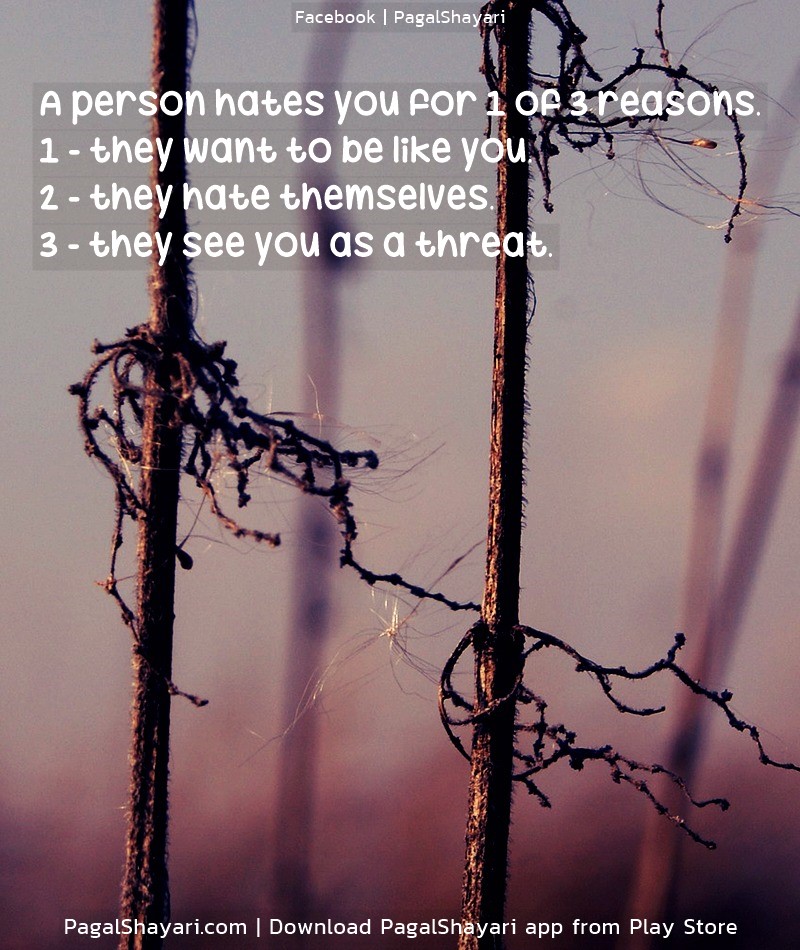 A person hates you for 1 of 3 reasons