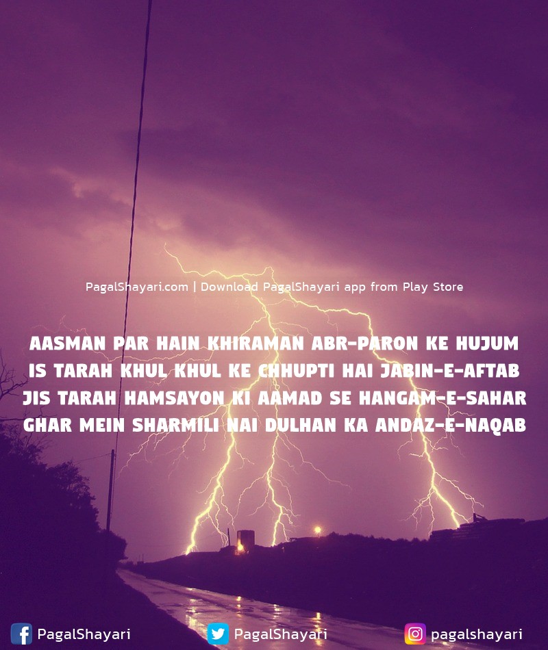 aasman par hain KHiraman abr-paron ke hujum